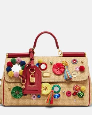 Dolce & Gabbana Sicily Medium Embellished Top-Handle Bag - Red