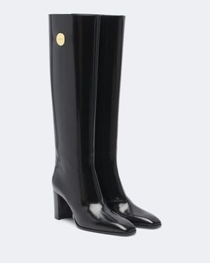 Saint Laurent Botas Altas Louis De Piel - Negro