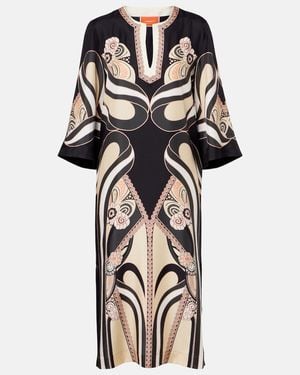 La DoubleJ Printed Silk Twill Kaftan - Black