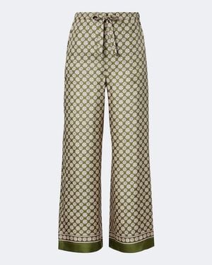 Max Mara Printed Silk Wide-Leg Trousers - Natural