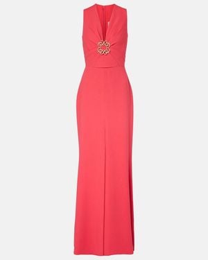 Elie Saab Gathered Embellished Cady Gown