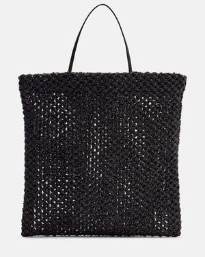 The Row Tote Bag Barn Small Aus Raffiabast - Schwarz