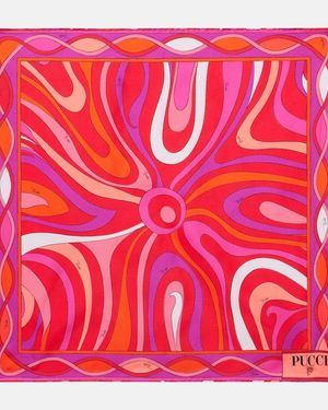 PUCCI Marmo Silk Twill Scarf - Red