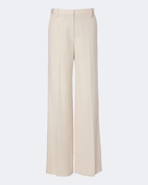 Fendi Wool Grain De Poudre Wide-Leg Pants - Natural