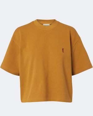 Saint Laurent Oversize-T-Shirt Cassandre Aus Baumwoll- Pique - Gelb