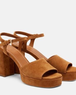 STAUD Jodie 105 Suede Platform Sandals - Brown