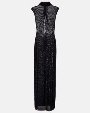Jean Paul Gaultier Sequined Mesh Maxi Dress - Black