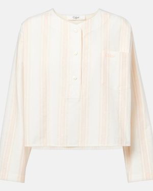 Chloé Striped Cotton Crop Top - White