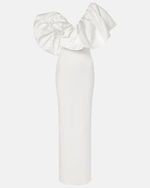 Solace London Cassia Twill And Crepe Gown - White