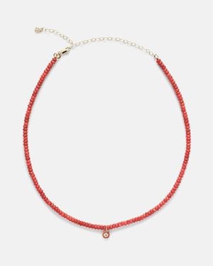 Sydney Evan Bamboo Coral And 14Kt Charm Necklace - Red