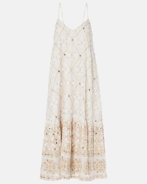 Juliet Dunn Mosaic Printed Cotton Midi Dress - Natural