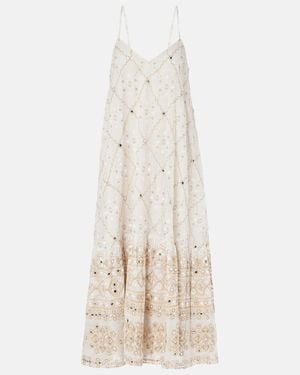 Juliet Dunn Mosaic Printed Cotton Midi Dress - Natural