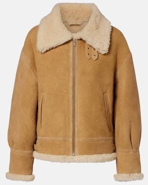Nour Hammour Portia Shearling-Lined Suede Jacket - Brown