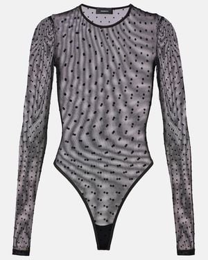 Wardrobe NYC Body De Malla Transparente Con Lunares - Gris