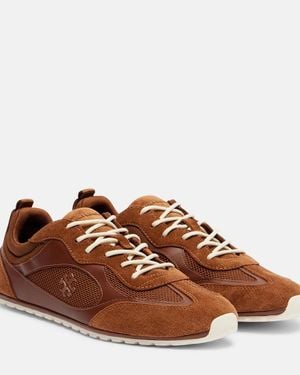 Tory Burch Tory Travel Suede-Trimmed Trainers - Brown