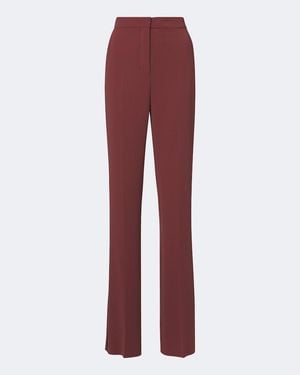 Max Mara Pantalones Rectos Elegante De Cady Con Saten - Rojo