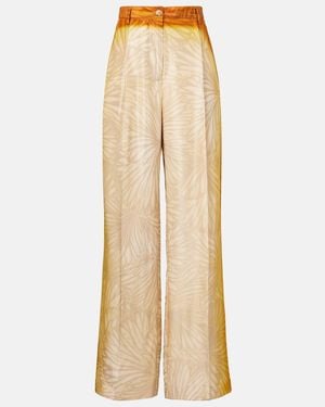 Dries Van Noten Porters Printed Silk Wide-Leg Trousers - Natural
