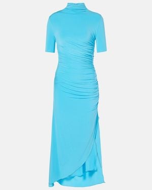 Alaïa Draped Asymmetric Midi Dress - Blue