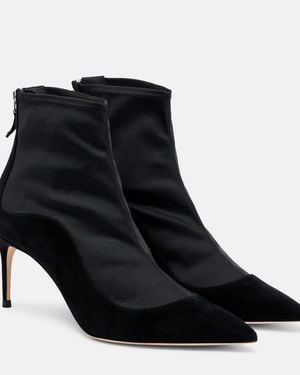 Malone Souliers Elisa 70 Suede-Trimmed Ankle Boots - Black