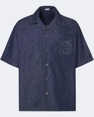 Loewe Anagram Cotton Chambray Shirt - Blue