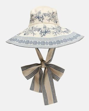 ALÉMAIS Villa Romantica Printed Linen Sun Hat - Metallic