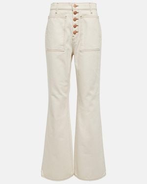 Ulla Johnson Jeans Flared Lou De Tiro Alto - Blanco