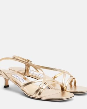 Jimmy Choo Farris Metallic Leather Slingback Sandals - Natural