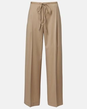Rohe Pleated Virgin Wool Wide-Leg Trousers - Natural