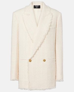 Balmain Double-Breasted Tweed Jacket - Natural