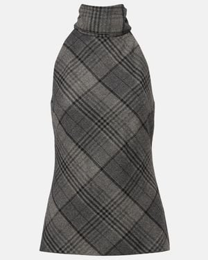 Ralph Lauren Chilton Tie-Neck Wool Blouse - Gray