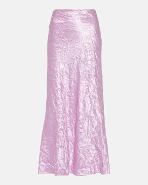The Attico Crinkled Satin Slip Skirt - Pink