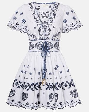 CAMILLA Embroidered Cotton Minidress - White