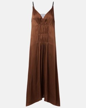 Prada Gathered Crepe Satin Slip Dress - Brown