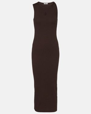 JW Anderson Embroidered Cotton Maxi Dress - Brown