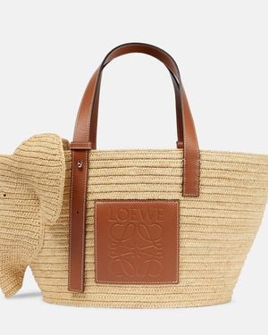 Loewe Elephant Basket Raffia Tote Bag - Brown
