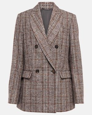 Brunello Cucinelli Double-breasted Wool-blend Blazer - Brown