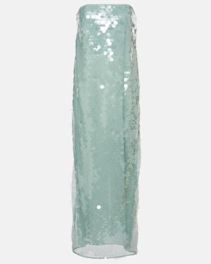 STAUD Casey Sequined Strapless Maxi Dress - Green