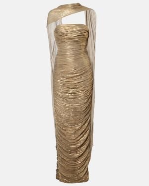 Marmar Halim Pleated Caped Gown - Natural
