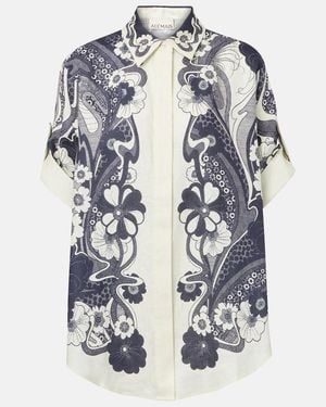 ALÉMAIS Mickey Printed Linen Shirt - Blue