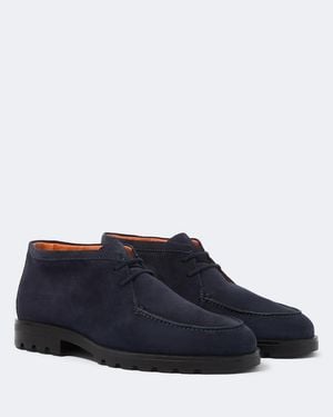 Santoni Stiefel Rock Wallabee Aus Veloursleder - Blau