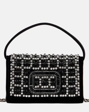 Roger Vivier Pilgrim Micro Embellished Velvet Clutch - Black