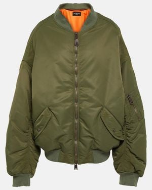 Balenciaga Off Shoulder Technical Bomber Jacket - Green