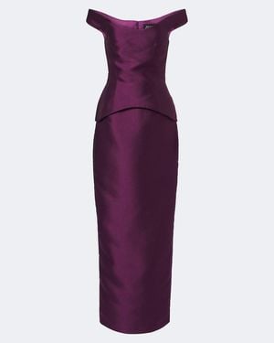 Solace London Vestido De Fiesta Pieta De Saten Con Peplum - Morado