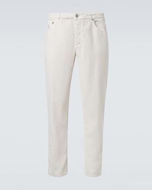 Brunello Cucinelli Cotton Corduroy Straight Trousers - White