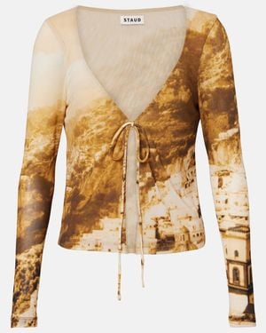 STAUD Top Avani De Malla Estampado - Amarillo