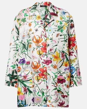 Gucci Hemd Flora Aus Seiden-Twill - Weiß