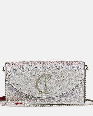 Christian Louboutin Loubi54 Small Strass Clutch Bag - Grey