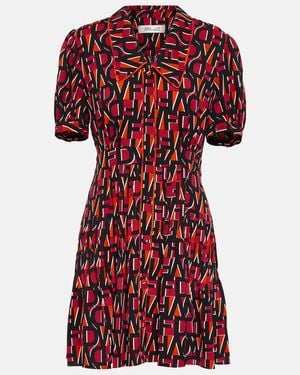 Diane von Furstenberg Darius Monogram-print Minidress - Red