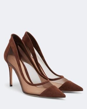 Gianvito Rossi Leather-Trimmed Court Shoes - Brown
