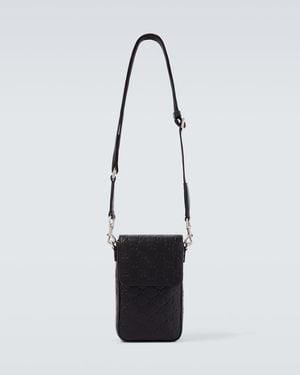 Gucci Gg Emblem Debossed Leather Phone Pouch - White